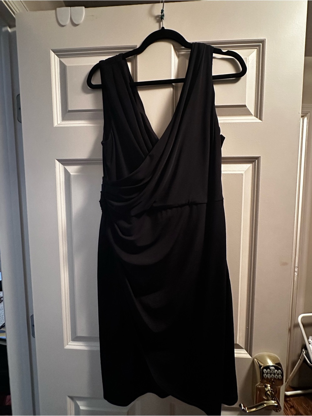 White House Black Market Black Sleeveless Drape Midi Dress